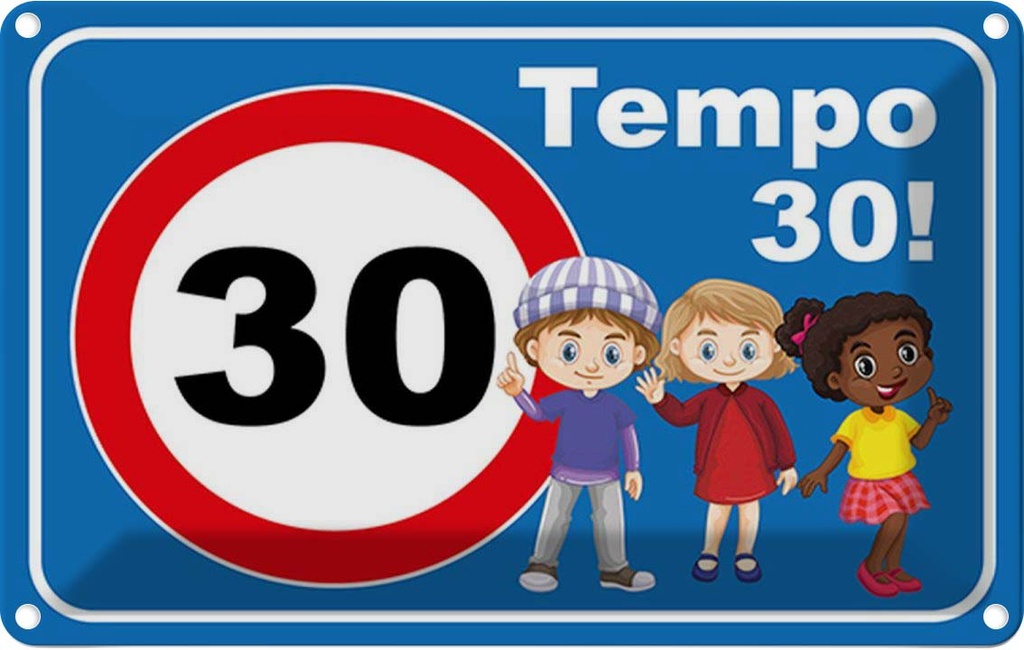 Blechschild 12x18 cm Tempo 30 Kinder Straßenschild Warnschild Hinweisschild Sicherheit Vorsicht
