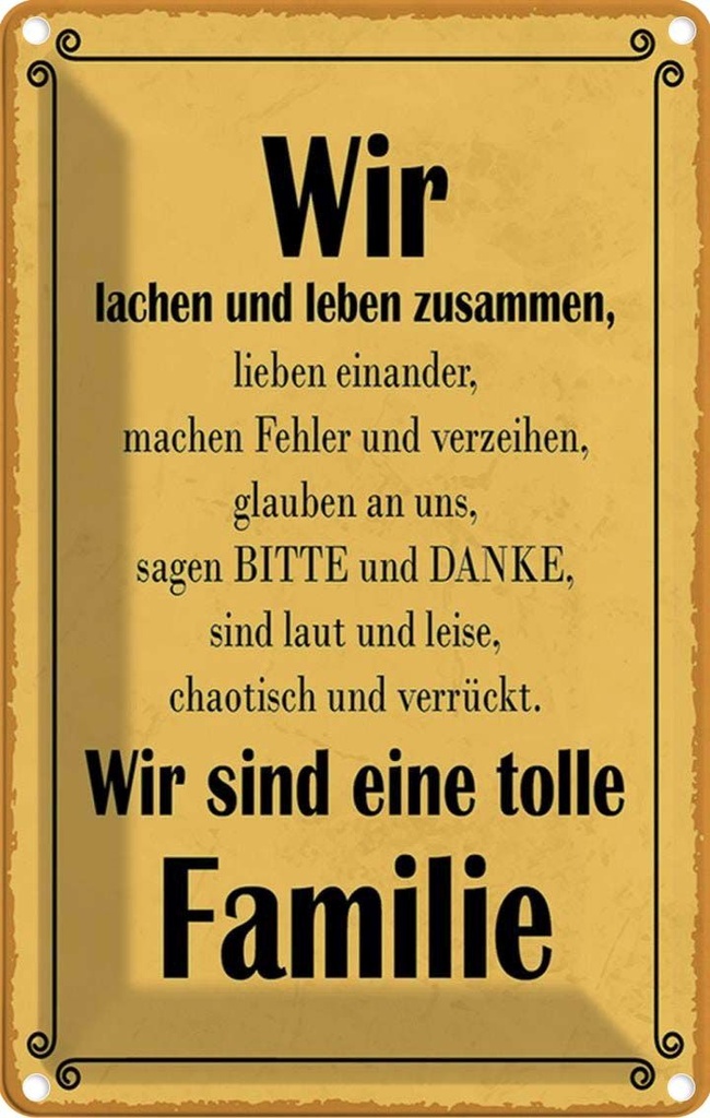 Blechschild 18x12 cm wir sind eine tolle Familie Dekoration Spruch Zitat