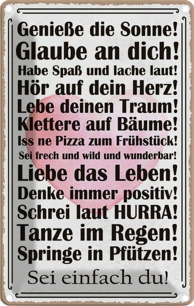 Blechschild 18x12 cm genieße die Sonne sei einfach du Spruch Zitat