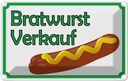 Blechschild 12x18 cm Bratwurst Verkauf Restaurant Essen Trinken