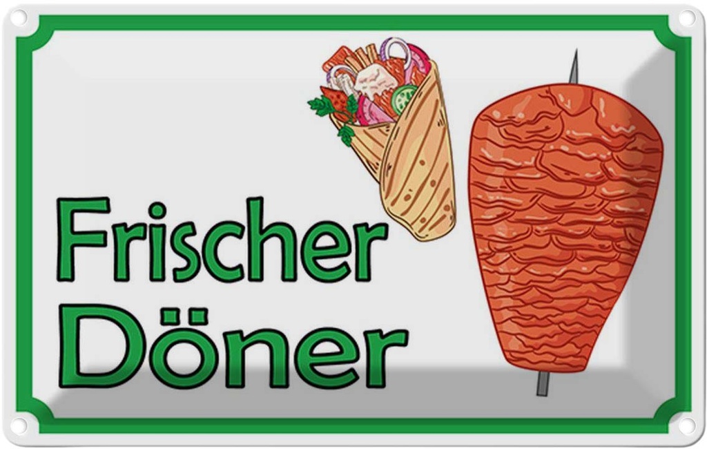 Blechschild 12x18 cm frischer Döner Restaurant Essen Trinken