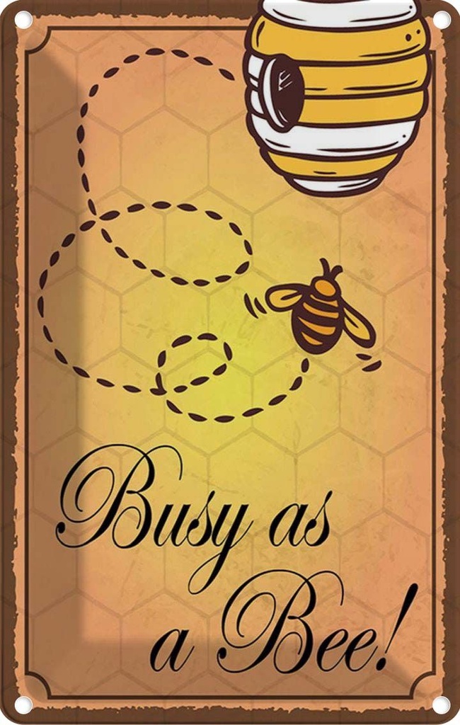 Blechschild 18x12 cm Busy as a bee Biene Honig Imkerei Spruch Zitat