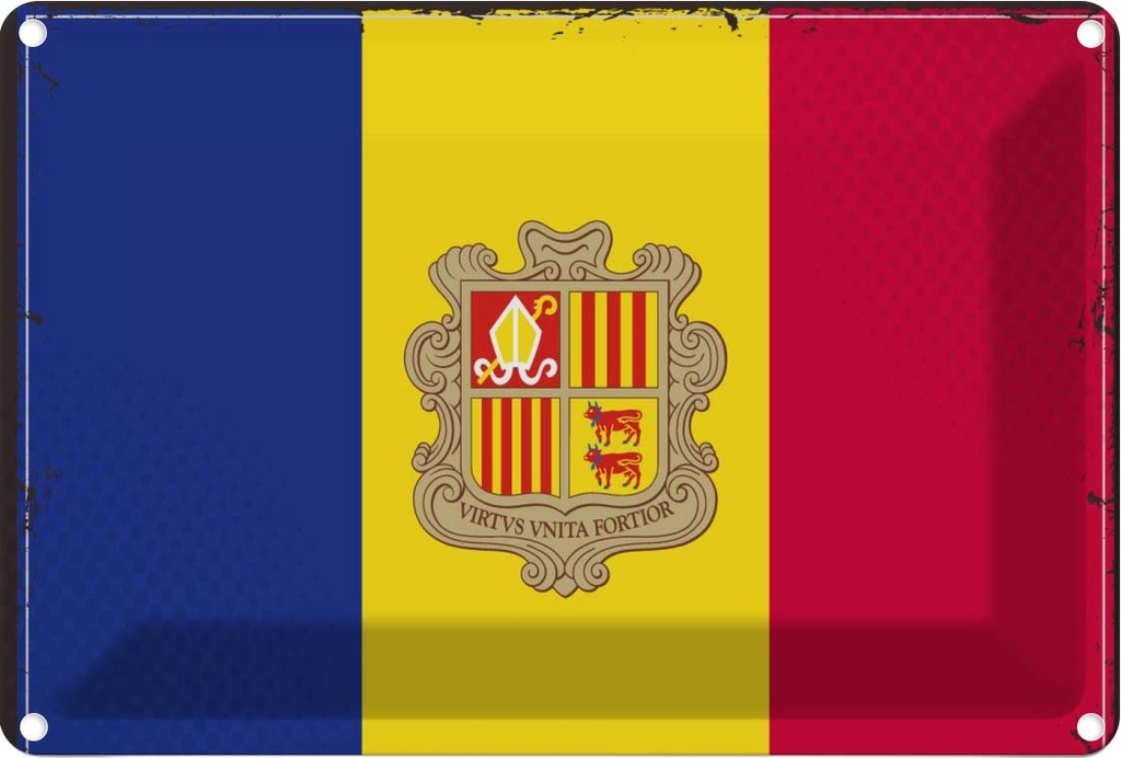 Blechschild 20x30 cm Andorras Andora Flagge Fahne Wappen