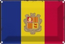 Blechschild 20x30 cm Andorras Andora Flagge Fahne Wappen