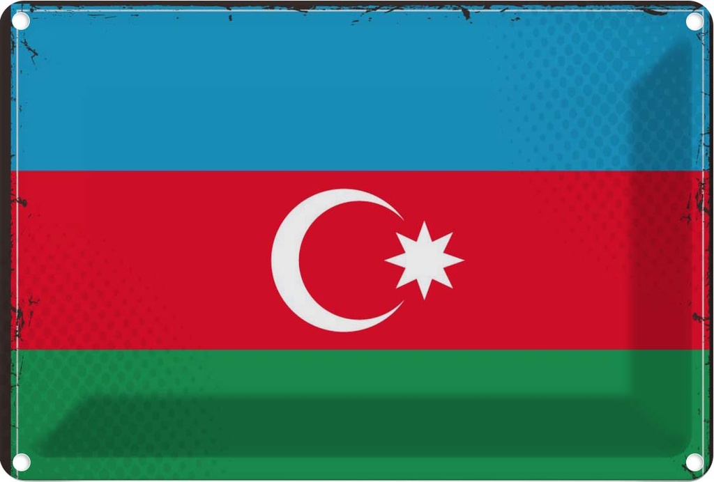 Blechschild 20x30 cm Aserbaidschan Azerbaijan Flagge Fahne Wappen
