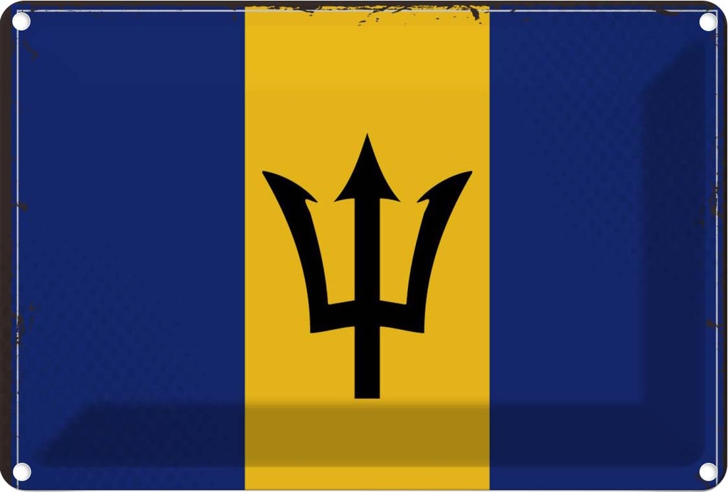 Blechschild 20x30 cm Barbados Flagge Fahne Wappen