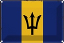 Blechschild 20x30 cm Barbados Flagge Fahne Wappen