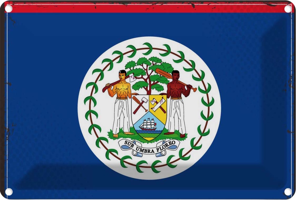 Blechschild 20x30 cm Belizes Belize Flagge Fahne Wappen