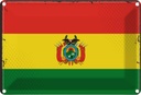 Blechschild 20x30 cm Boliviens Bolivia Flagge Fahne Wappen