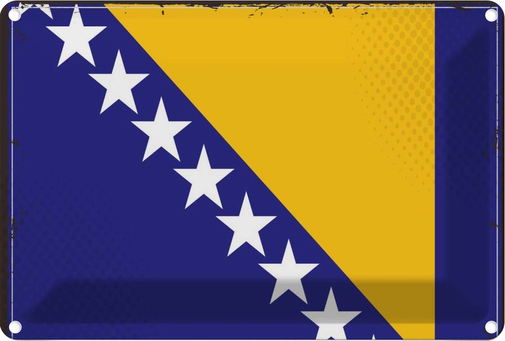 Blechschild 20x30 cm Bosnien und Herzegowina Flagge Fahne Wappen