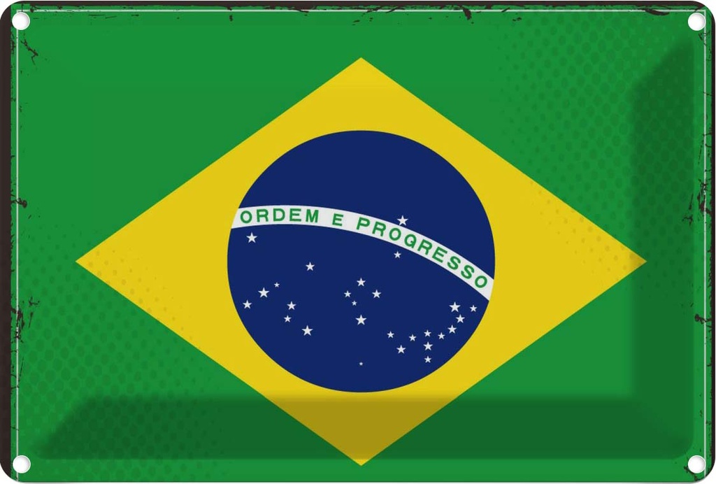 Blechschild 20x30 cm Brasiliens Brazil Flagge Fahne Wappen