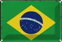 Blechschild 20x30 cm Brasiliens Brazil Flagge Fahne Wappen