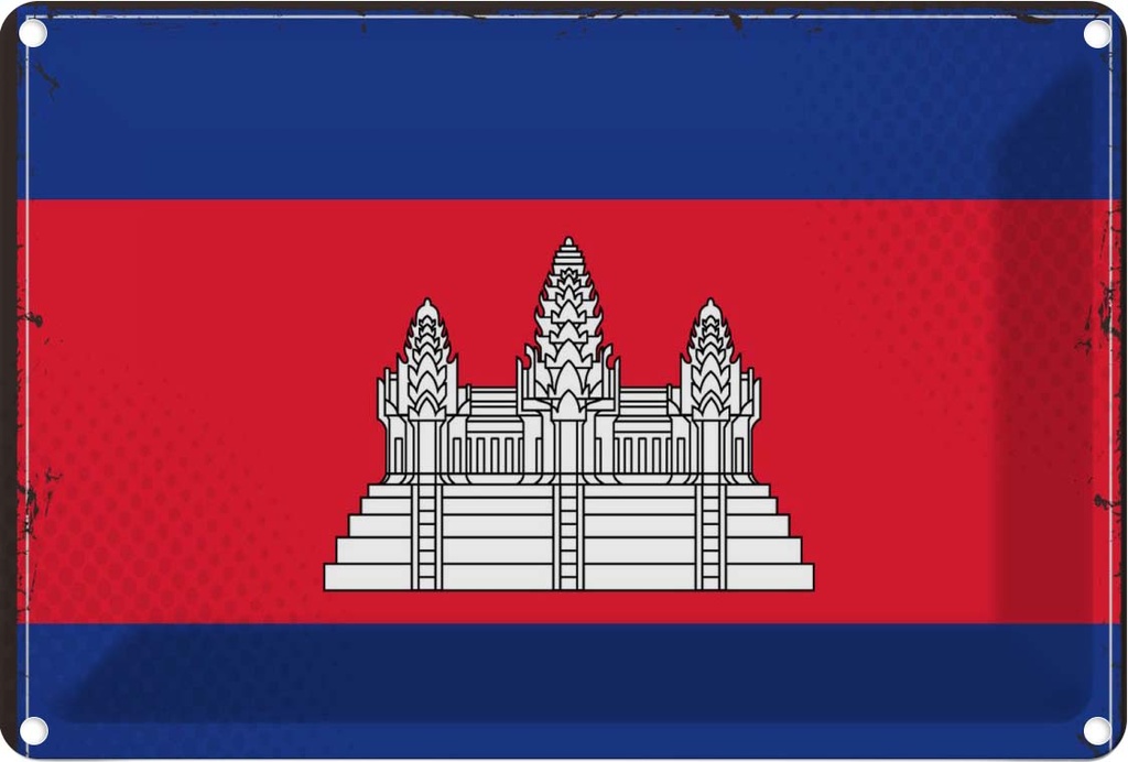 Blechschild 20x30 cm Kambodschas Cambodia Flagge Fahne Wappen