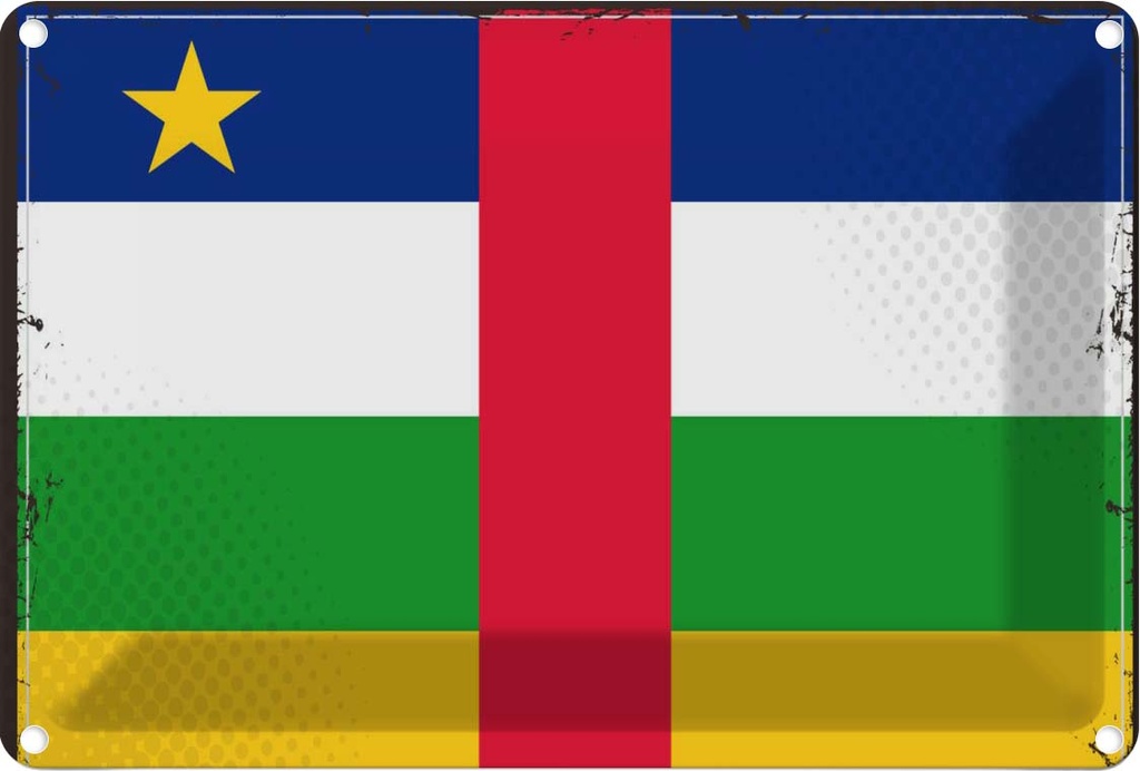 Blechschild 20x30 cm Zentralafrikanischen Republik R Flagge Fahne Wappen
