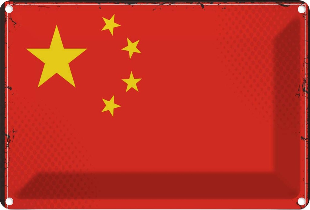 Blechschild 20x30 cm China Flagge Fahne Wappen