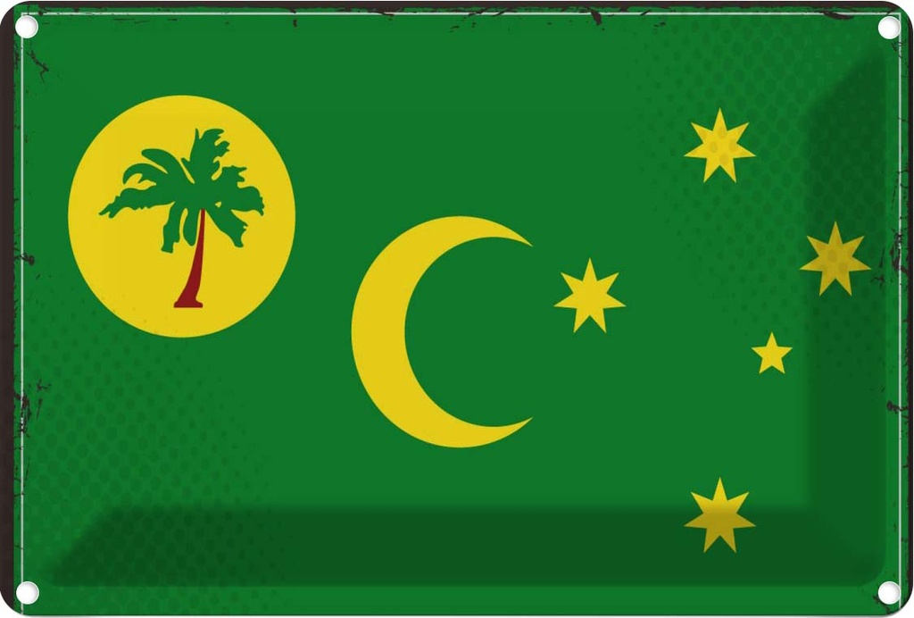 Blechschild 20x30 cm Kokosinseln Cocos Islands Flagge Fahne Wappen