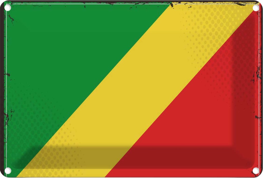 Blechschild 20x30 cm Kongo the Congo Flagge Fahne Wappen