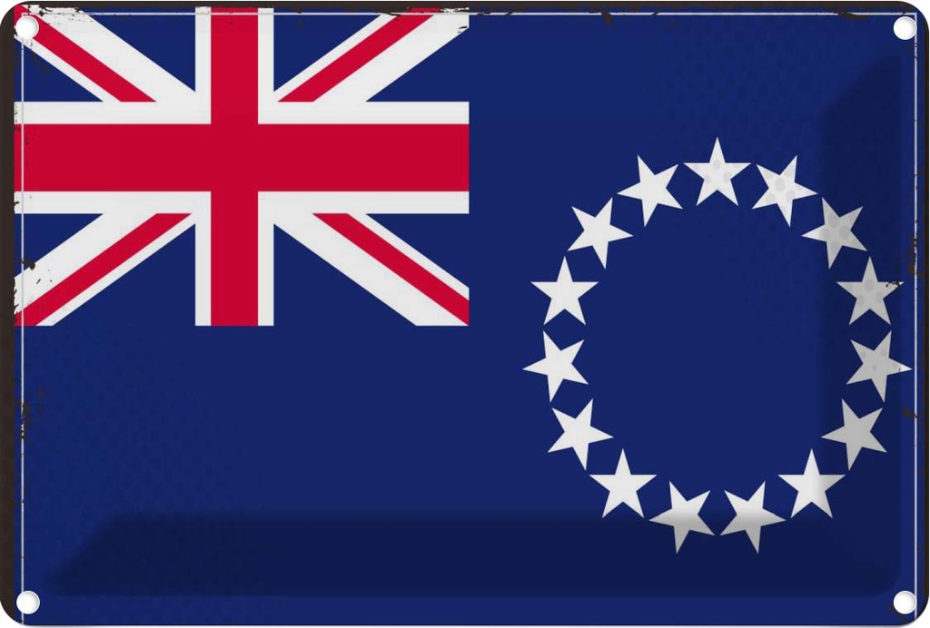 Blechschild 20x30 cm Cookinseln Cook Islands Flagge Fahne Wappen