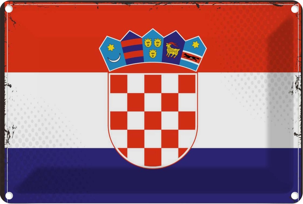 Blechschild 20x30 cm Kroatiens Croatia Flagge Fahne Wappen