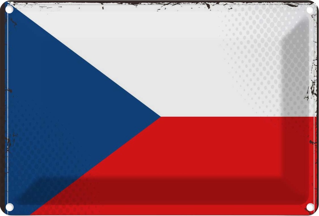 Blechschild 20x30 cm Tschechiens Czech Republic Flagge Fahne Wappen