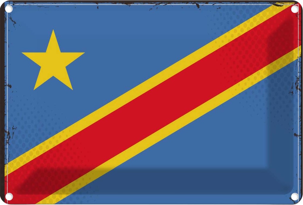 Blechschild 20x30 cm DR Kongo democratic Congo Flagge Fahne Wappen