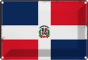 Blechschild 20x30 cm Dominikanische Republik Flagge Fahne Wappen