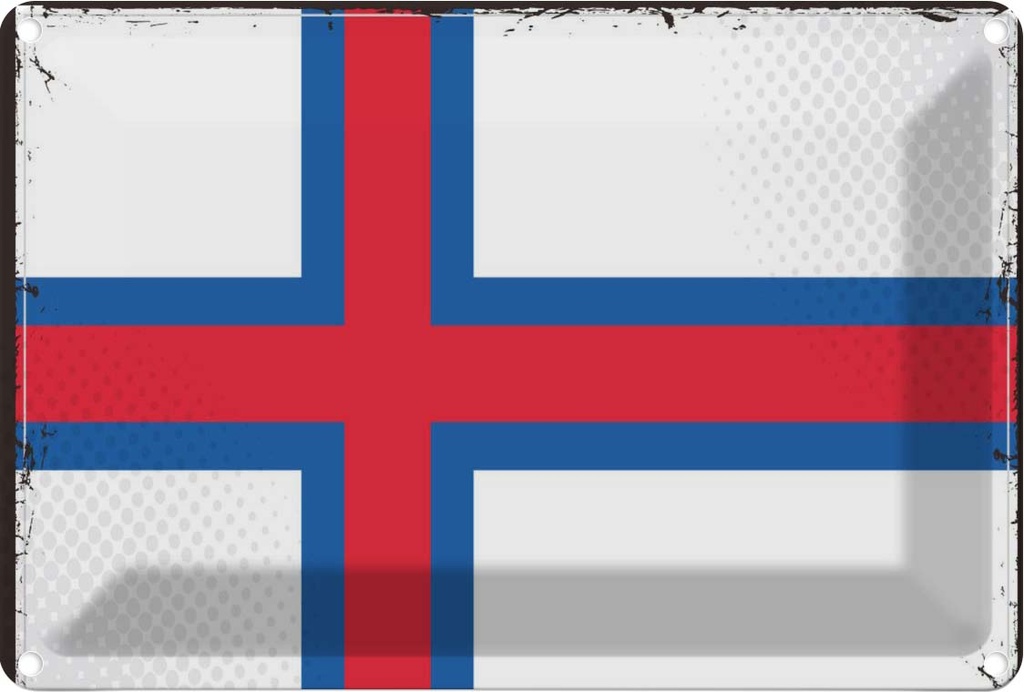 Blechschild 20x30 cm Färöer Faroe Islands Flagge Fahne Wappen
