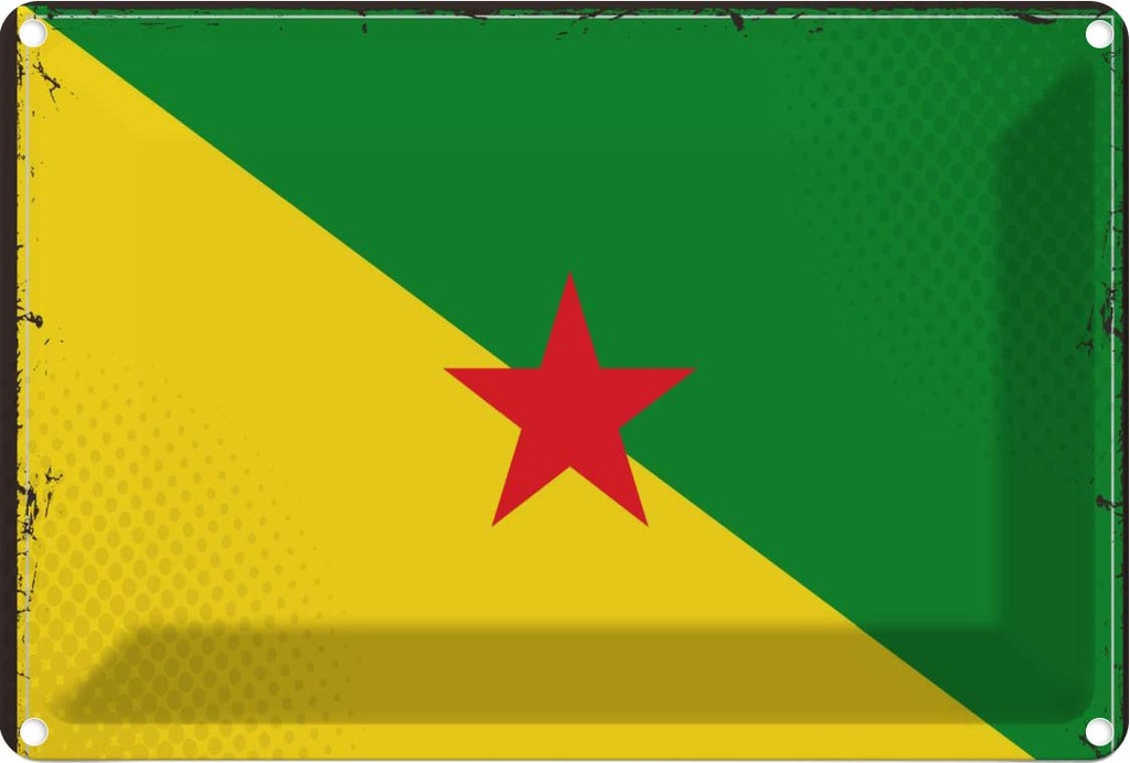 Blechschild 20x30 cm Französisch?Guayanas Flagge Fahne Wappen