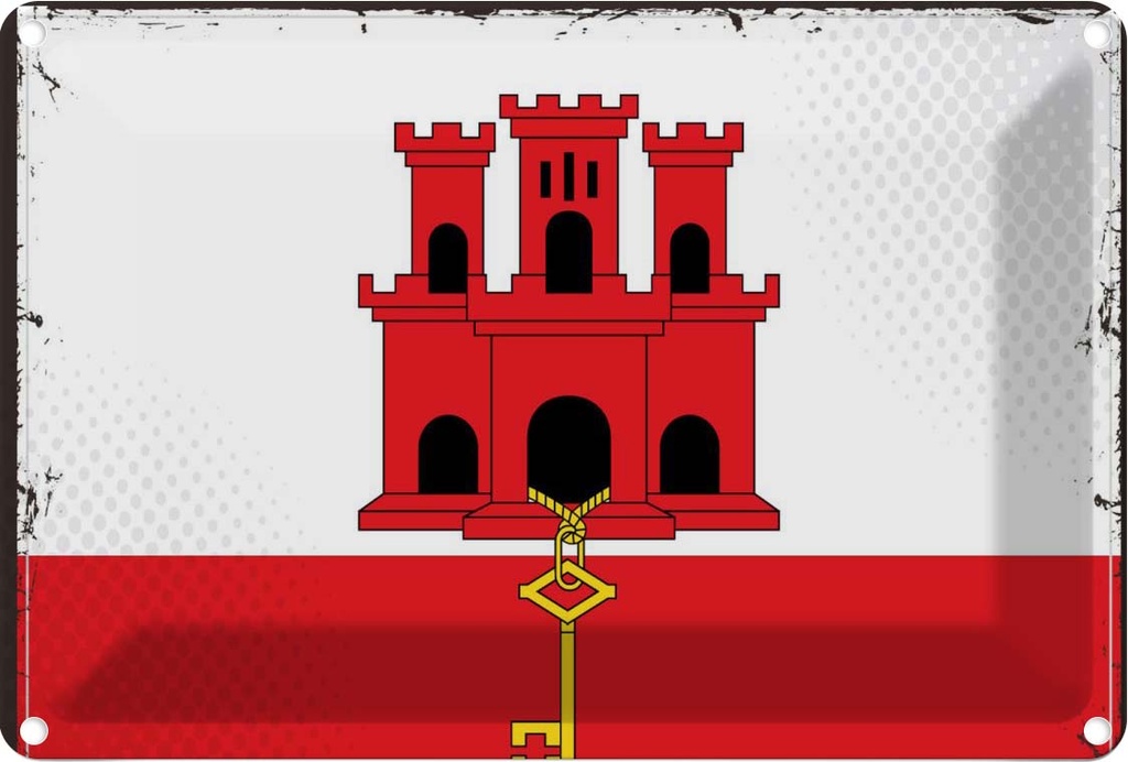 Blechschild 20x30 cm Gibraltars Gibraltar Flagge Fahne Wappen