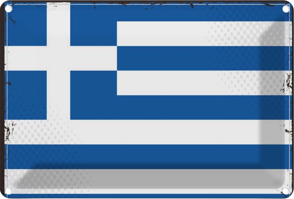 Blechschild 20x30 cm Griechenlands Greece Flagge Fahne Wappen