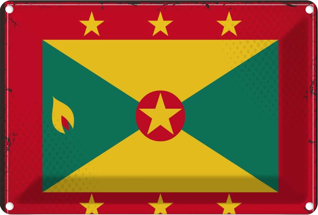 Blechschild 20x30 cm Grenadas Grenada Flagge Fahne Wappen