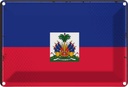 Blechschild 20x30 cm Haitis Haiti Flagge Fahne Wappen