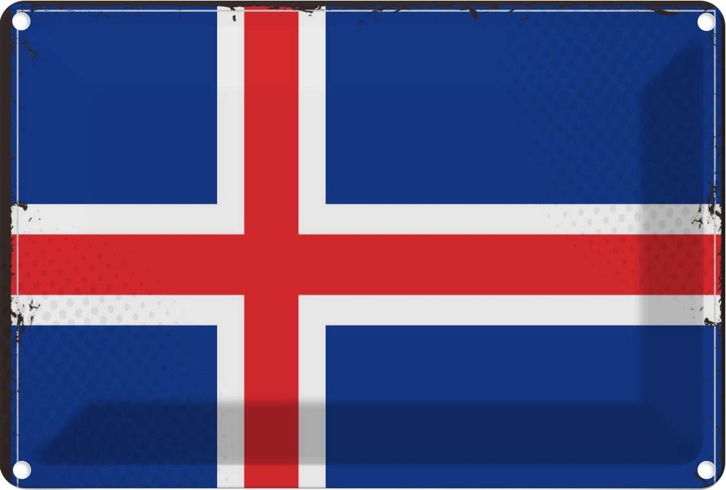 Blechschild 20x30 cm Islands Iceland Flagge Fahne Wappen