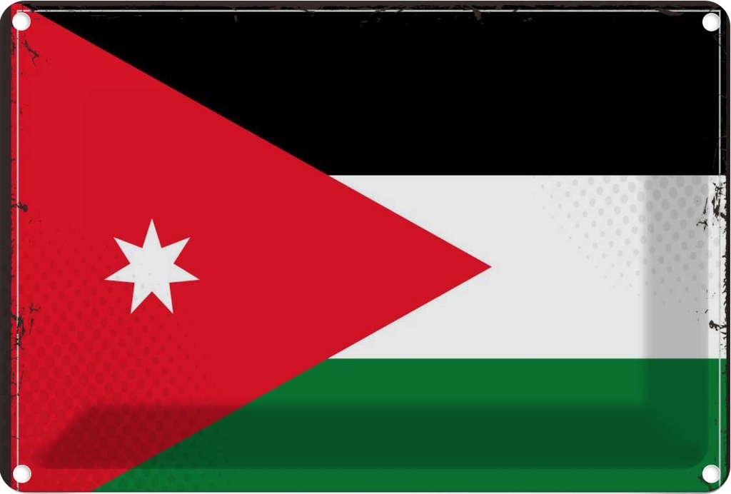 Blechschild 20x30 cm Jordaniens Jordan Flagge Fahne Wappen