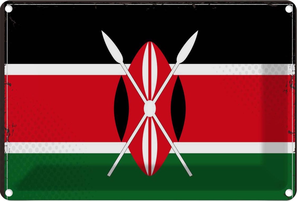 Blechschild 20x30 cm Kenias Kenya Flagge Fahne Wappen