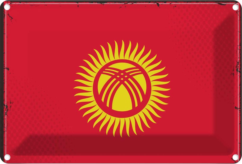 Blechschild 20x30 cm Kirgisistans Kyrgyzstan Flagge Fahne Wappen