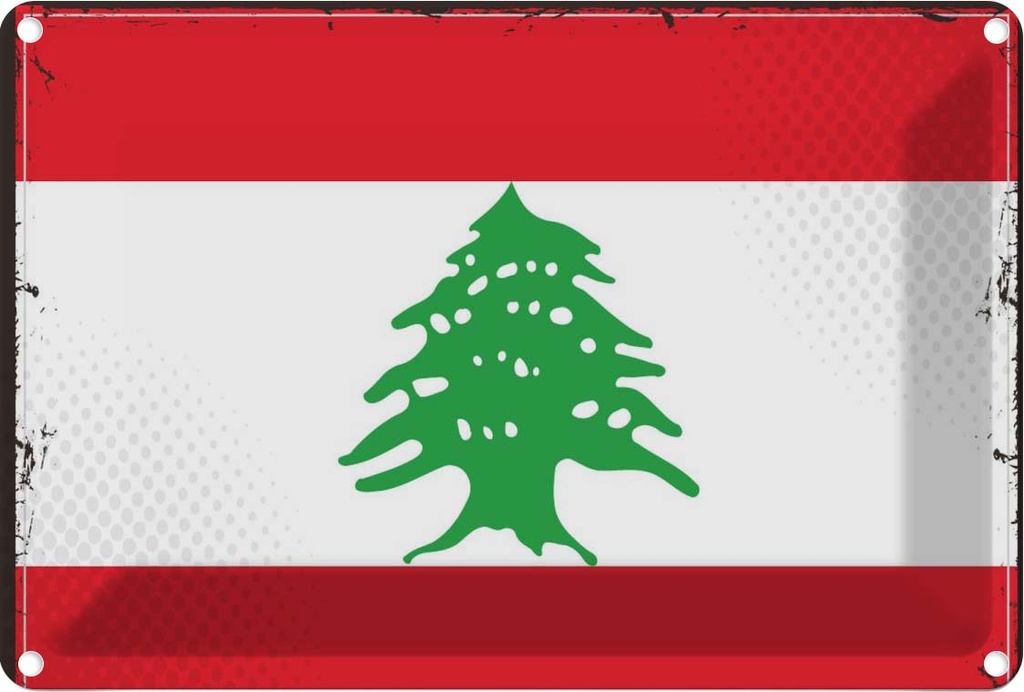 Blechschild 20x30 cm Libanon Lebanon Flagge Fahne Wappen