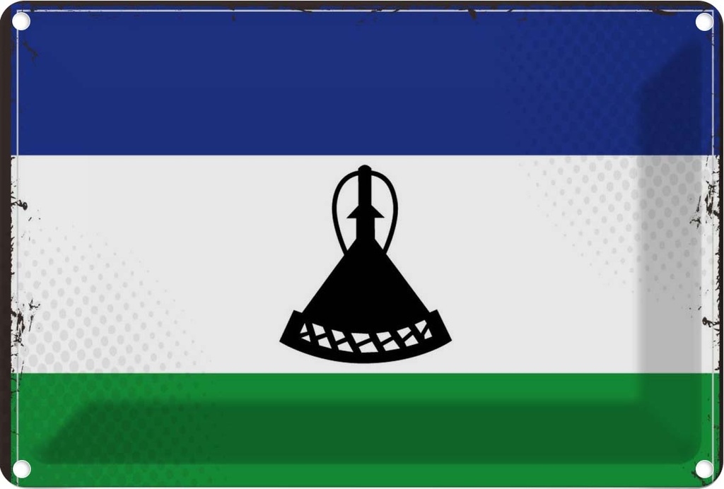 Blechschild 20x30 cm Lesothos Lesotho Flagge Fahne Wappen
