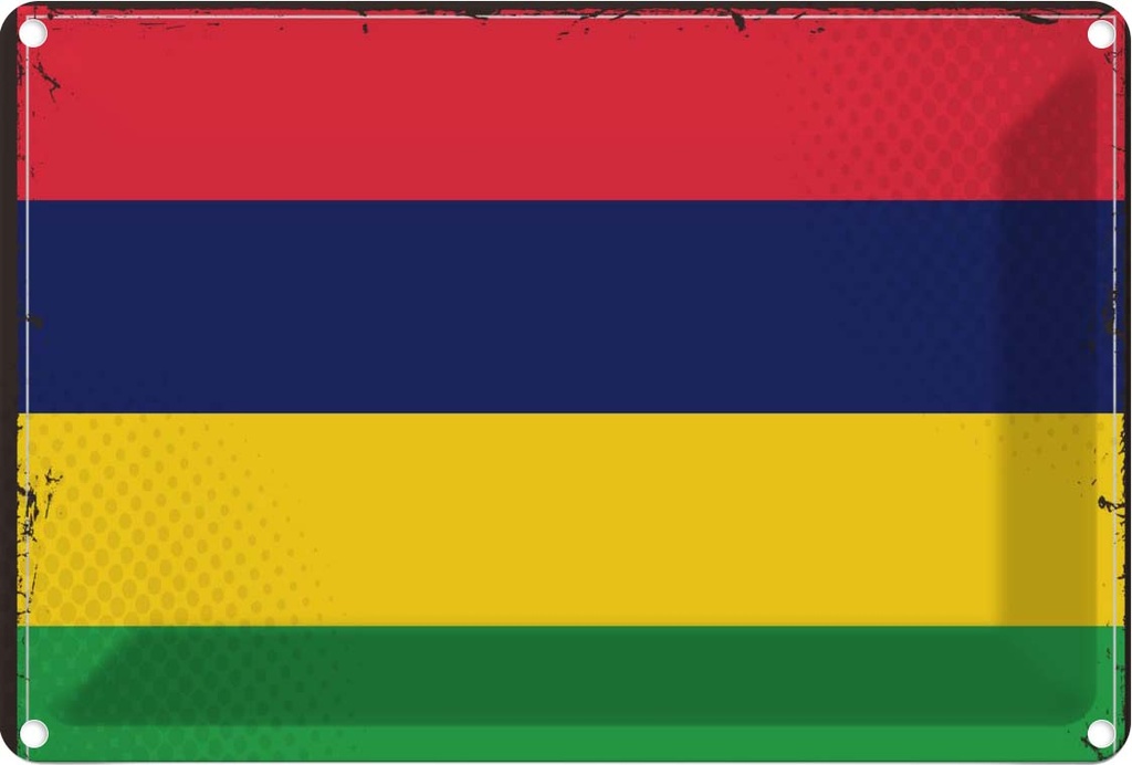 Blechschild 20x30 cm Mauritius Flagge Fahne Wappen