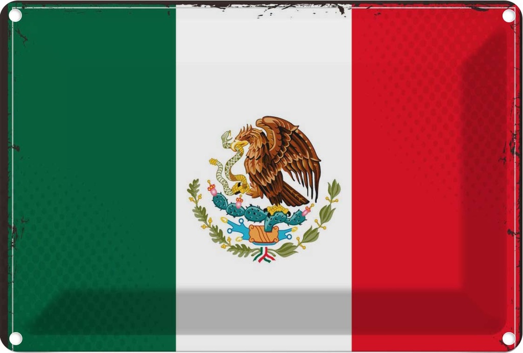 Blechschild 20x30 cm Mexikos Mexico Flagge Fahne Wappen