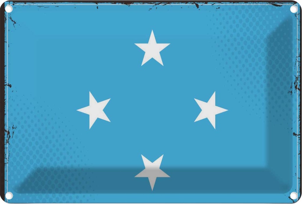 Blechschild 20x30 cm Mikronesiens Micronesia Flagge Fahne Wappen