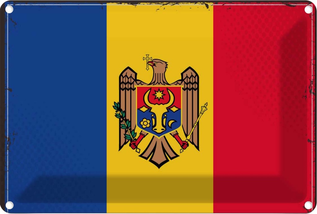 Blechschild 20x30 cm Moldau Moldova Flagge Fahne Wappen