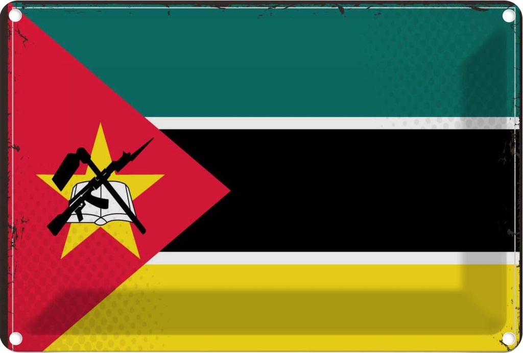 Blechschild 20x30 cm Mosambiks Mozambique Flagge Fahne Wappen