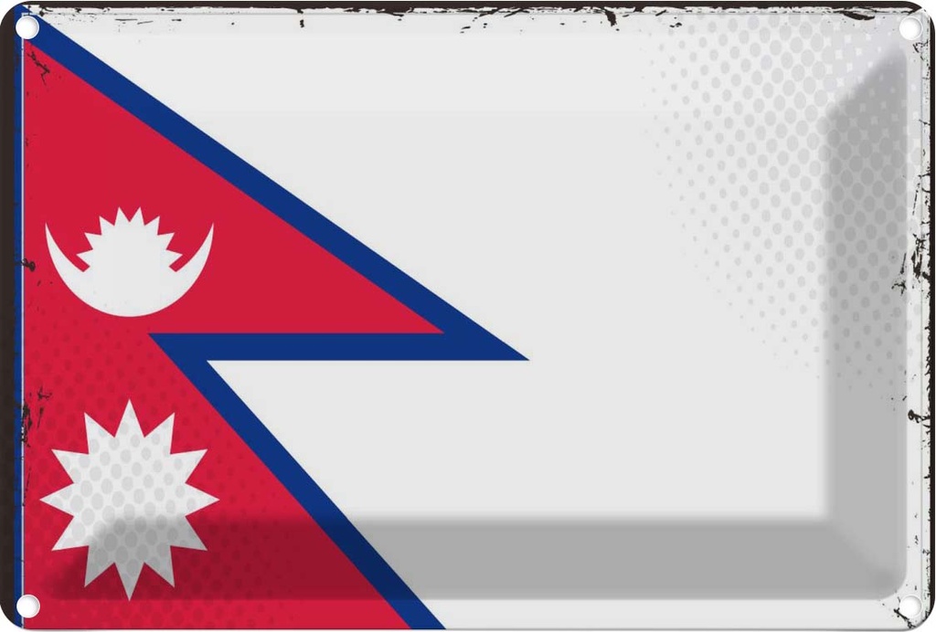 Blechschild 20x30 cm Nepals Nepal Flagge Fahne Wappen