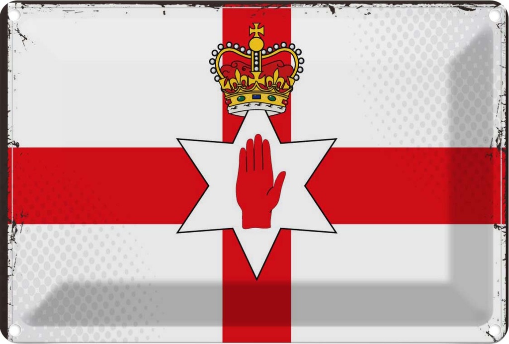 Blechschild 20x30 cm Nordirland Retro Flagge Fahne Wappen