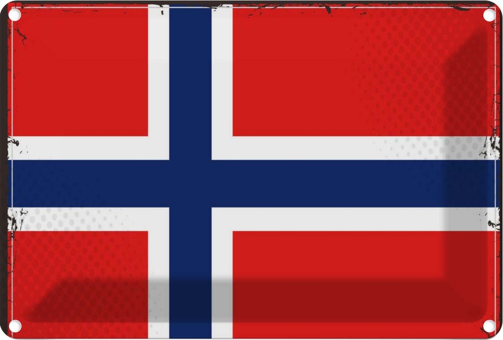 Blechschild 20x30 cm Norwegens Norway Flagge Fahne Wappen