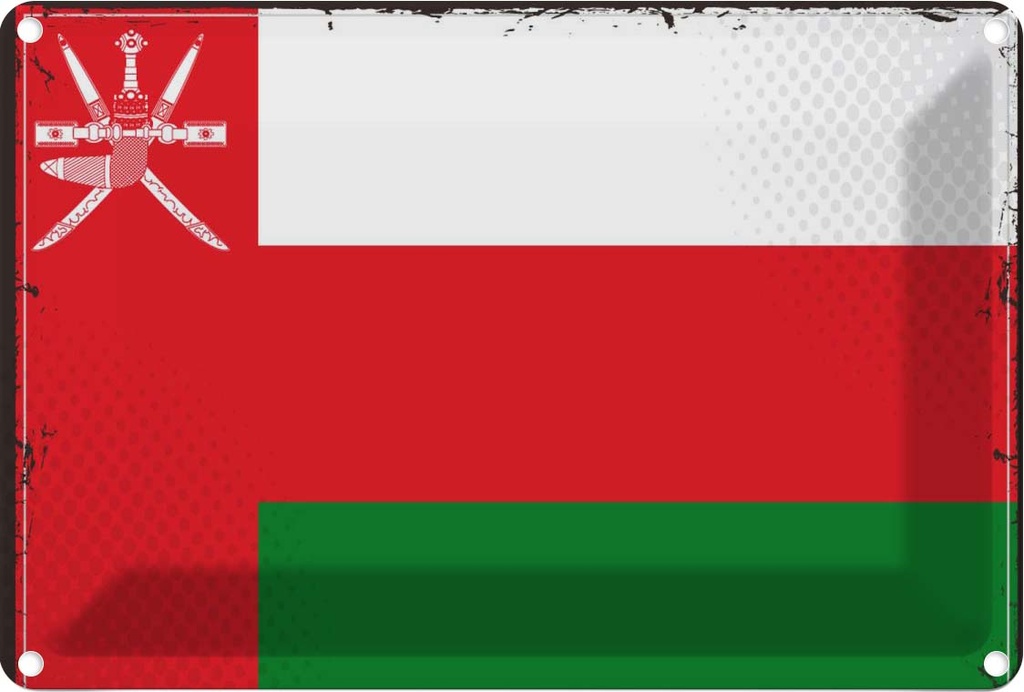 Blechschild 20x30 cm Omans Oman Flagge Fahne Wappen