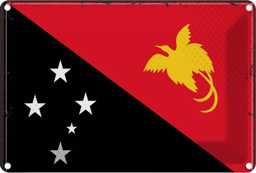 Blechschild 20x30 cm Papua?Neuguinea New Guinea Flagge Fahne Wappen