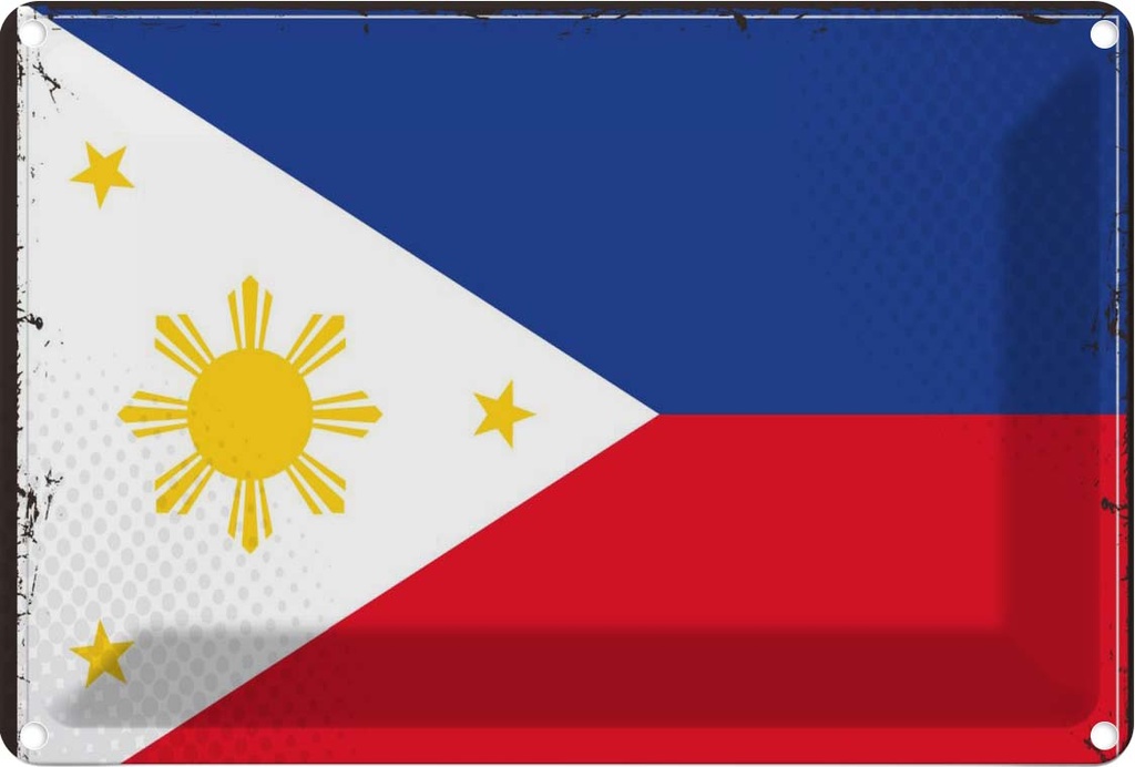 Blechschild 20x30 cm Philippinen Philippines Flagge Fahne Wappen