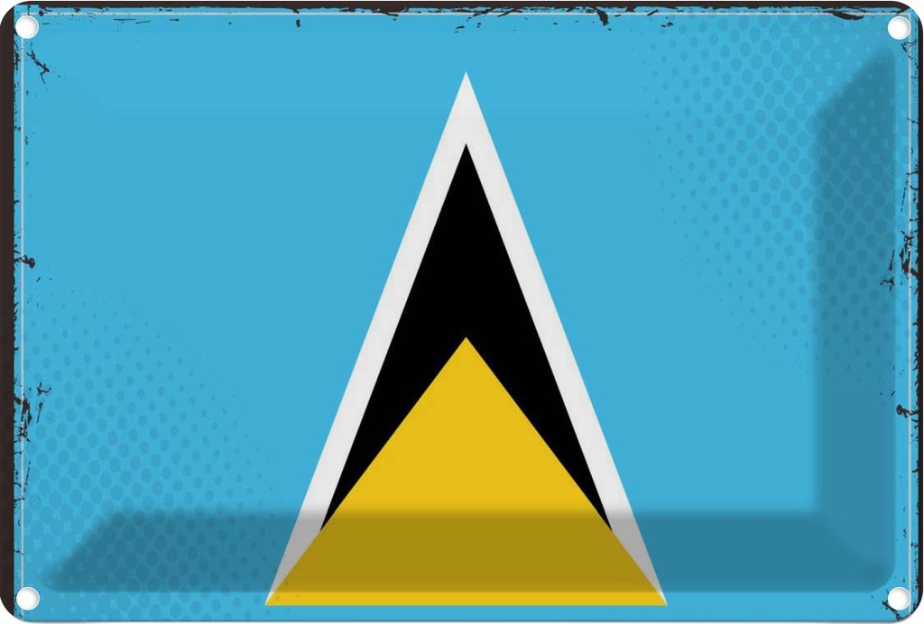 Blechschild 20x30 cm Saint Lucias Lucia Flagge Fahne Wappen